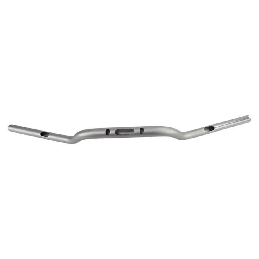 A handlebar, specifically ODI 1-1/8" V-Twin Tapered Moto Bars - Silver - TBW, on a white background.