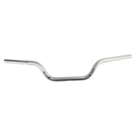 A chrome handlebar, specifically the ODI 1" V-Twin Moto Bars - Silver - TBW, showcased on a white background.