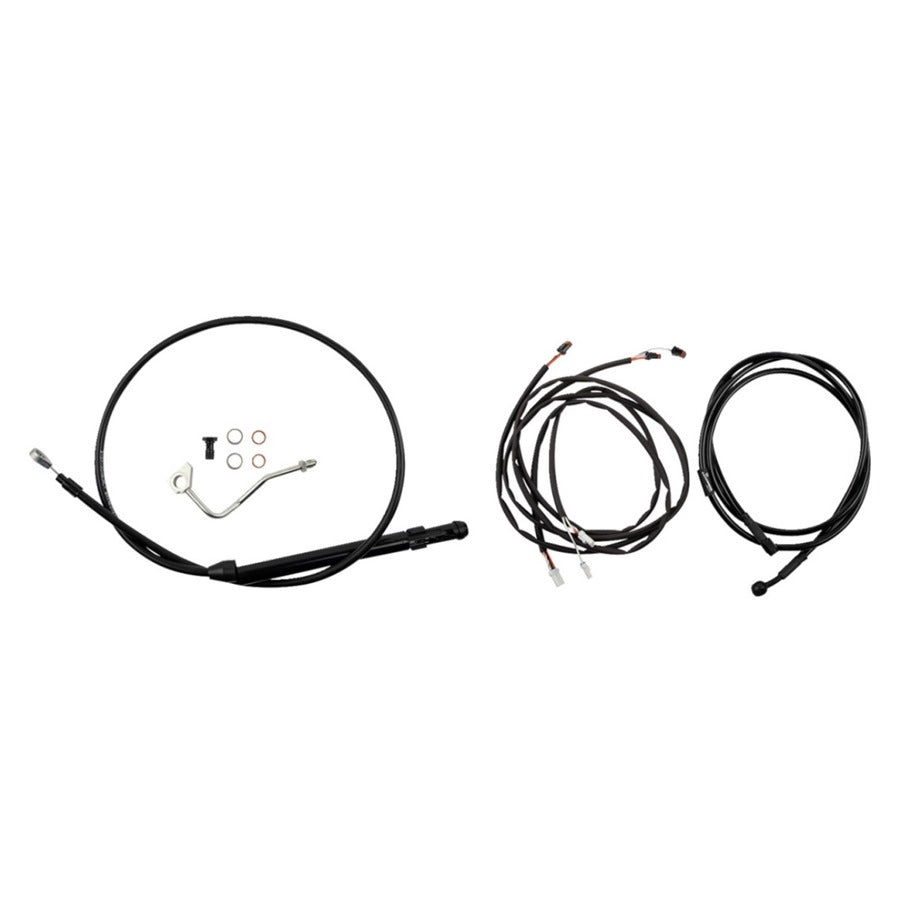 A brake cable and wire control kit for a Harley Davidson motorcycle: Burly Control Kit - Bagger - 13" - Black for Harley Davidson 21-24 Touring Models.