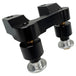 The TC Bros. Pro Series Riser Adapter features black anodized metal, two mounting holes, silver cylindrical ends, and engraved branding—ideal for upgrading 2006-2013 Harley-Davidson Street Glide handlebars.