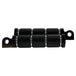 A pair of Moto IronĀ® Knurled Billet Footpegs for Harley-DavidsonāBlack, featuring textured grip and silver rings, are displayed on a white background. Durable and stylish upgrade by Moto IronĀ® for your Harley.