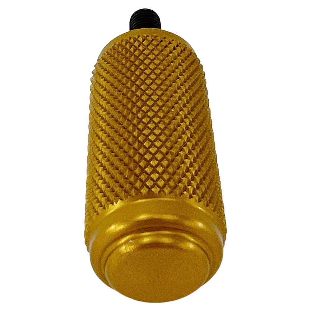 A TC Bros. Nomad Shift Peg for Harley Models - Knurled - Gold (sold each) with a screw on it, designed for traction and stability.
