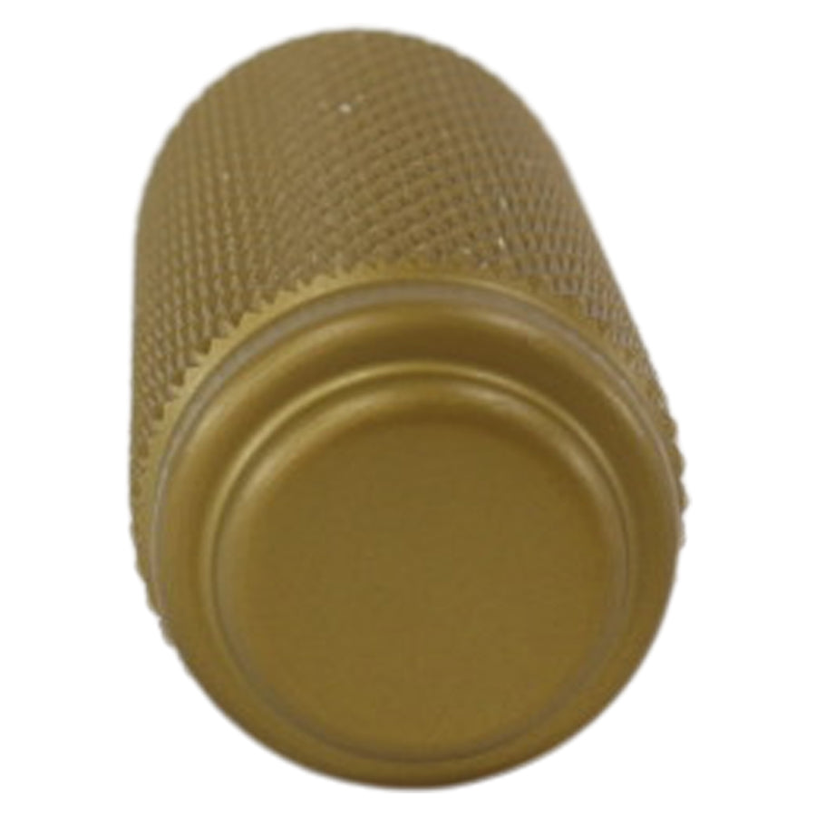 A TC Bros. Nomad Shift Peg for Harley Models - Knurled - Gold (sold each), a metal knob on a white background, CNC machined for traction and stability. SEO keywords: shifter peg.
