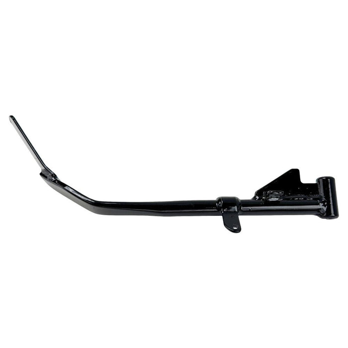 A Moto Iron® black +1" Kickstand 2004-2021 Sportster 9" (Except 21 Sportster S/RH 1250S) for a Harley-Davidson Sportster motorcycle on a white background.
