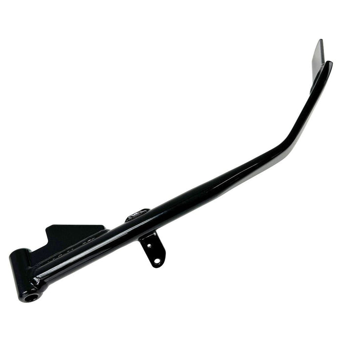 A Moto Iron® black +1" Kickstand 2004-2021 Sportster 9" (Except 21 Sportster S/RH 1250S) for a Harley-Davidson Sportster motorcycle on a white background.