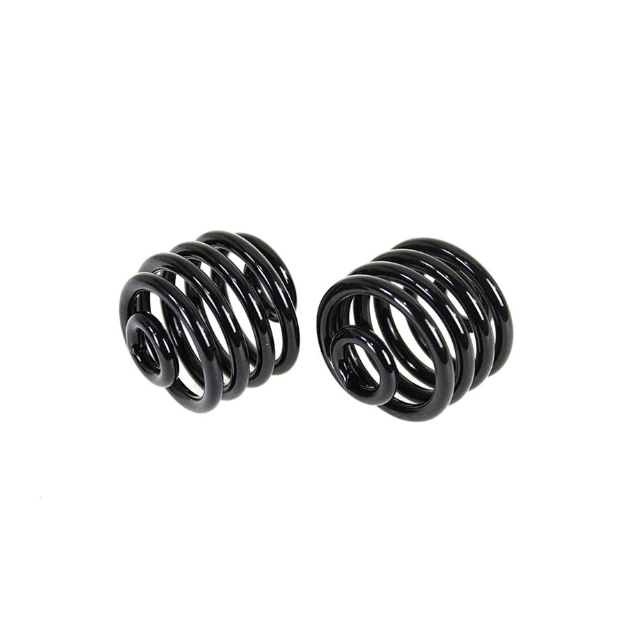 A pair of Wyatt Gatling 2" Solo Seat Springs - Pair - Black on a white background with a powdercoat finish.