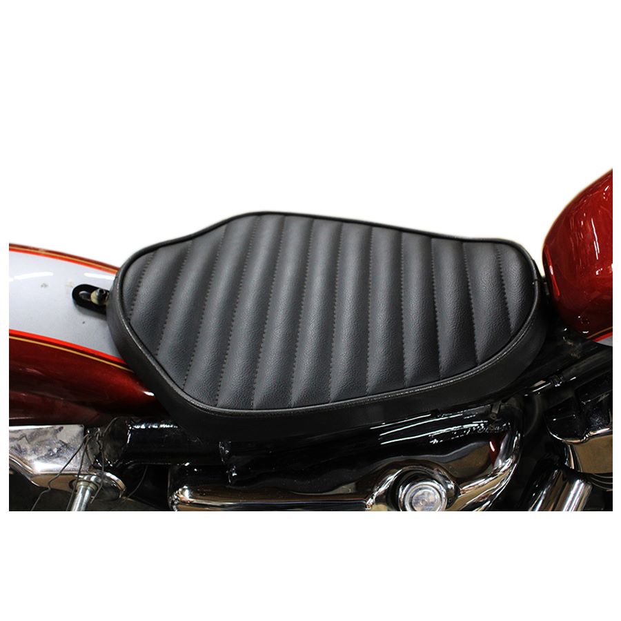 Bates Sportster Slim Solo Seat - Tuck and Roll Style - Black 1982-2003 Harley-Davidson.