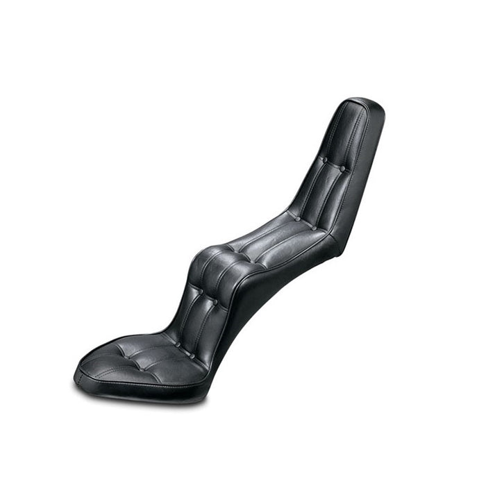 Black modern ergonomic chair, crafted from premium materials, isolated on a white background.
Product Name: Le Pera Rigid Barron II 1-Piece Seat with 14" Back For Rigid Frame Choppers