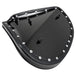 The Black Tuck and Roll Chopper Solo Seat by Moto Iron® features classic horizontal stitching and a contoured design for comfort and style—shown angled on a white background. A premium accessory for your custom ride.