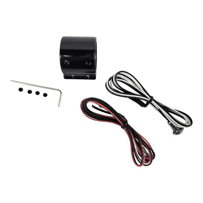 A set of wires for a black car and a HardDrive Dual Handlebar Switch Kit - Black - 1".