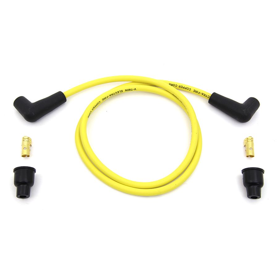 A Wyatt Gatling Yellow 7mm Universal Spark Plug Wire Kit - Black Ends.