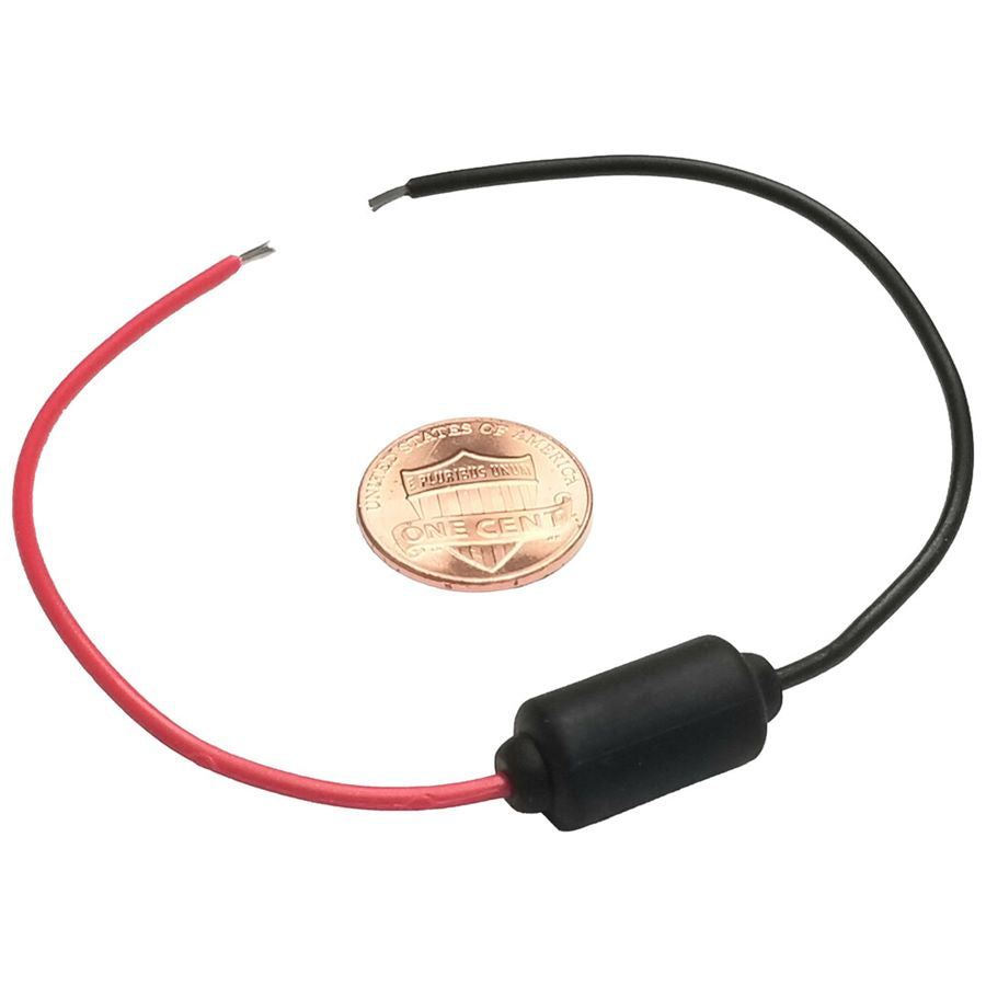 A red and black wire with a penny on it is connected to a 12 volt LED turn signal and HardDrive Compact Flasher Relay.