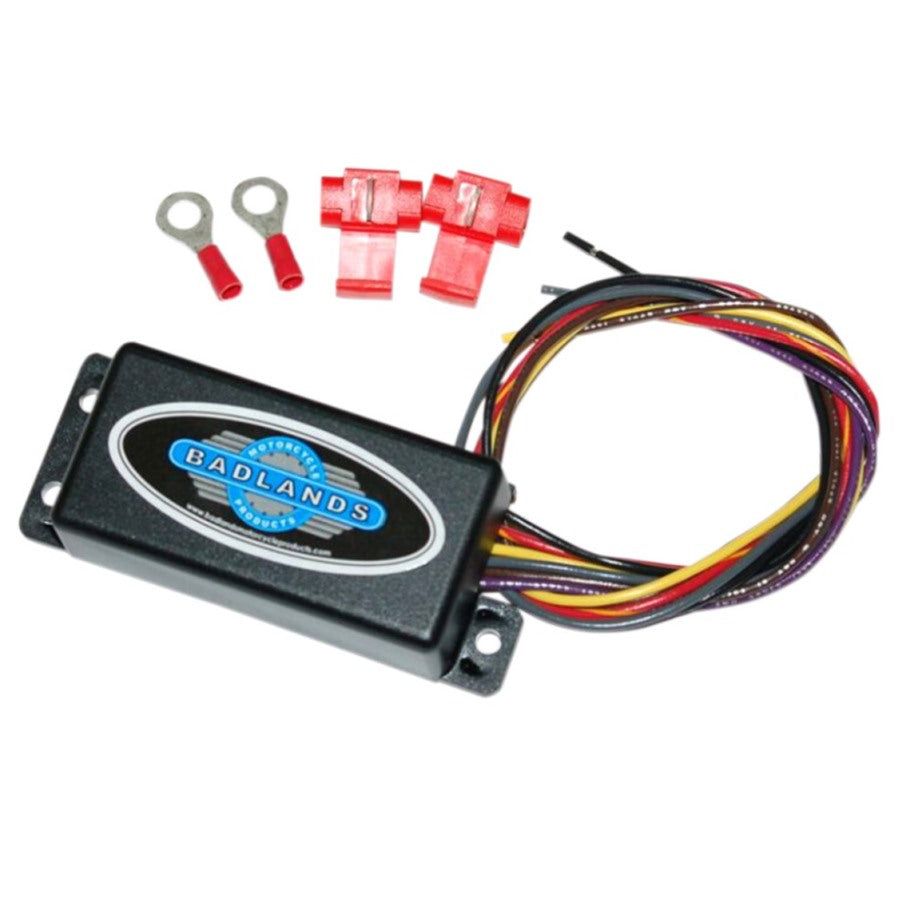 Badlands Auto Cancel Turn Signal Module with wiring and connectors.