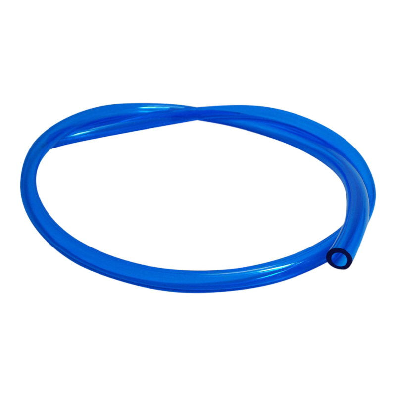A 5/16" blue Helix Fuel Line 3ft made of plasticized PVC on a white background.