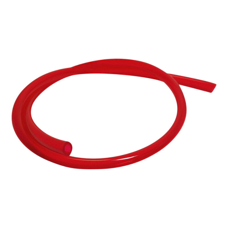 A Helix red plasticized PVC hose, soft flexible fuel tubing that is 5/16" ID.