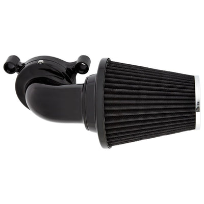 A black Monster Sucker Air Cleaner Kit For Harley 00-17 Twin Cam (Exc. FBW & 99-01 FL FLT) with a silver rim, perfect for Arlen Ness motorcycles.