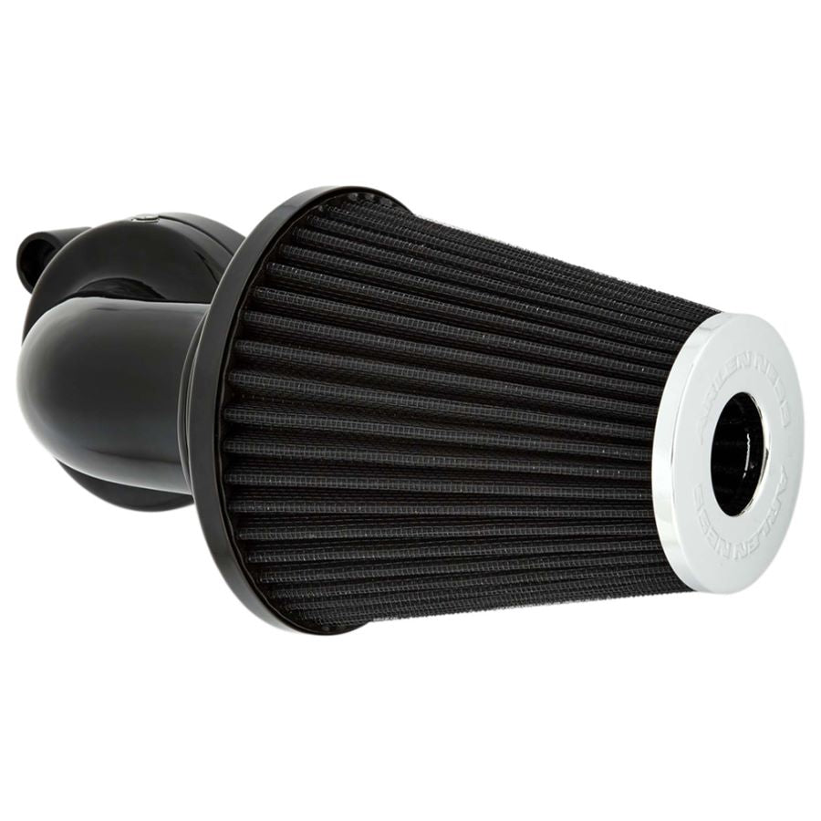 A black Monster Sucker Air Cleaner Kit For Harley 00-17 Twin Cam (Exc. FBW & 99-01 FL FLT) on a white Harley Twin Cam background.