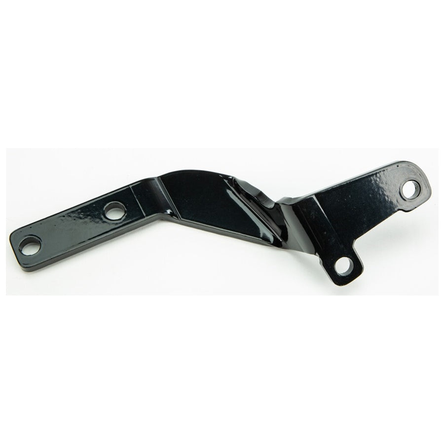 A black metal Two Brothers mounting bracket with two holes on it, perfect for mounting on Two Bros. 1995-2006 Harley touring motorcycles.