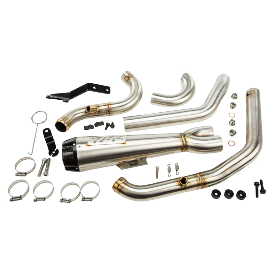 A Two Brothers motorcycle exhaust pipe kit made of high-quality materials.