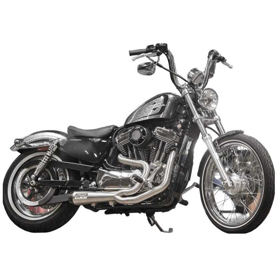 The Two Brothers Comp S Stainless 2 into 1 Exhaust for Harley Sportster 2014-2023, a popular choice among Harley enthusiasts, is known for its high quality materials.