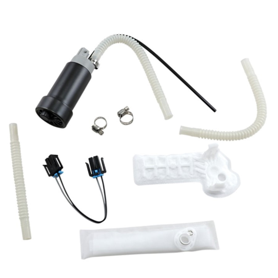 Various components of a sump pump system including a sump pump, hoses, and All Balls fuel pump rebuild kit for &