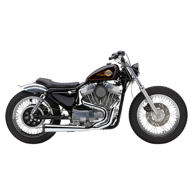 Classic motorcycle with Cobra El Diablo Sportster 2:1 Exhaust - Chrome - 4" For '86-'03 XL Models isolated on white background.