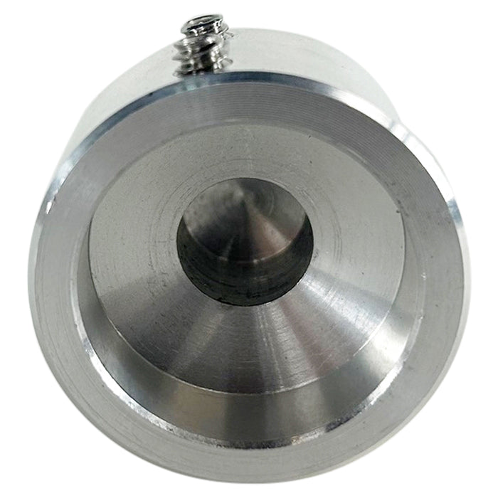 Close-up view of the TC Bros. Shifter Shaft Cover for Harley-Davidson Big Twin 1974-2017, shown with a textured foot peg and metal knob against a white background.