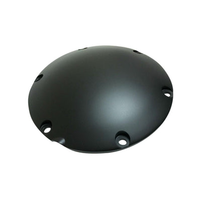 A black Drag Specialties Derby Cover 2004-2022 Sportster with holes on a white background.