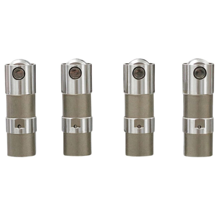 Four Precision Tappets for 2017-Up M8, 1999-17 Twin Cam and 2000-Up XL Models ball valves on a white background.