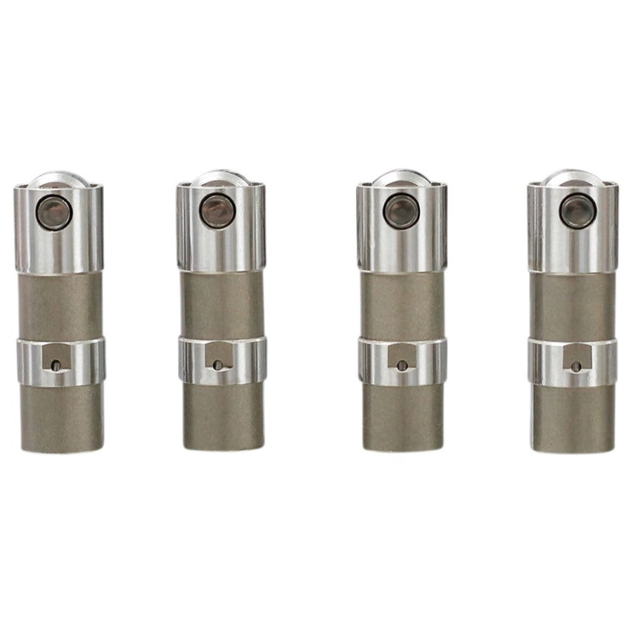 Four Precision Tappets for 2017-Up M8, 1999-17 Twin Cam and 2000-Up XL Models ball valves on a white background.
