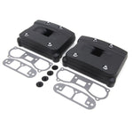 A black Wyatt Gatling Rocker Box Cover Set 84-91 Big Twin Models of a car engine with a black finish.