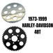 Two TC Bros. 48T rear sprockets—chrome or black—for chain-driven, converted Harley-Davidsons (1973–1999). Perfect 530 chain sprocket for upgrade or conversion.