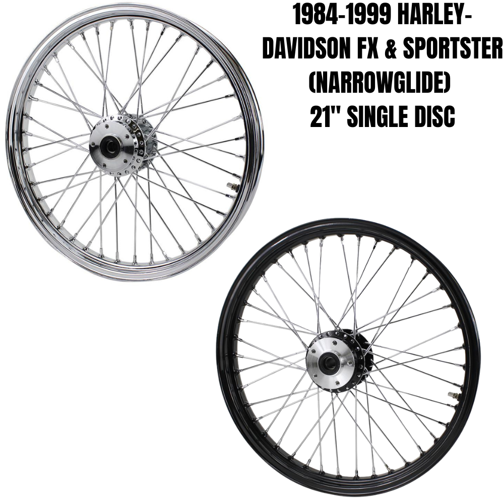 ハーレー　41mmフロントフォーク　ホイール21in Moto Iron 21” × 2.15” Front Wheel for 1984-1999 Harley-Davidson FX