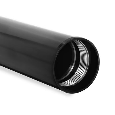 A Black DLC Coated Fork Tubes "+2" Length" 39mm for Sportster/ Dyna Narrow Glide by TC Bros. on a white background.