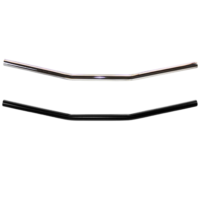 The TC Bros. 1" Drag Handlebar by TC Bros. is a straight chrome bicycle handlebar with a slight upward bend at both ends, styled like classic drag bars and shown on a white background.