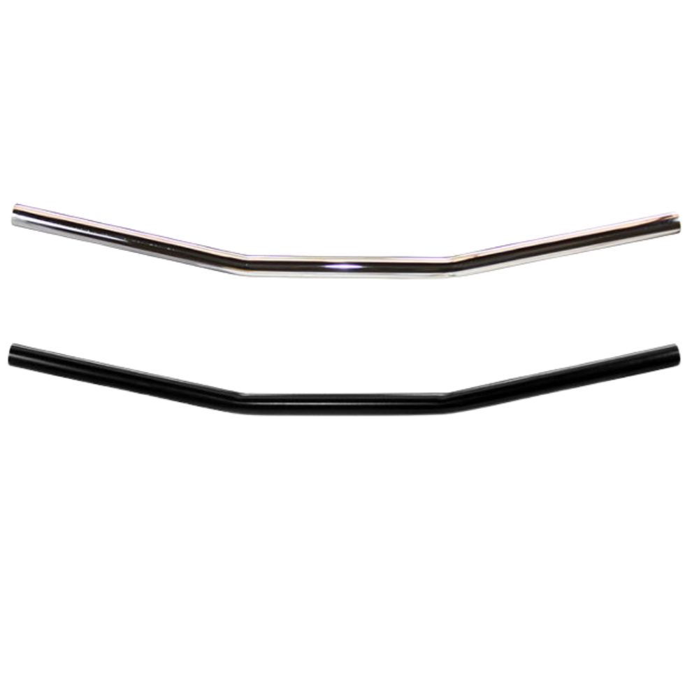 The TC Bros. 1" Drag Handlebar by TC Bros. is a straight chrome bicycle handlebar with a slight upward bend at both ends, styled like classic drag bars and shown on a white background.