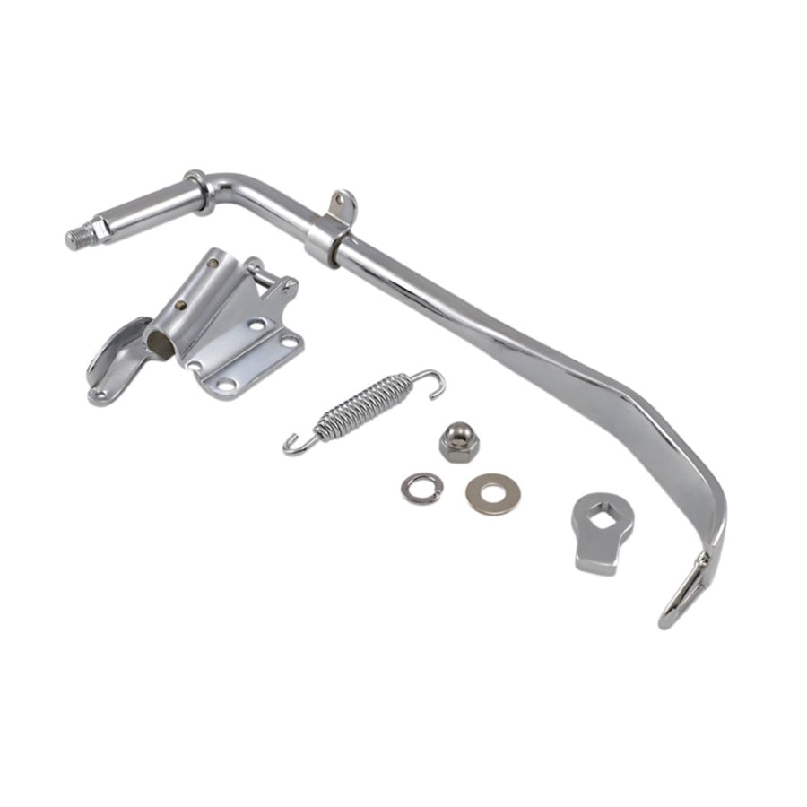 A chrome Drag Specialties 1966-1986 Harley FL FX Chrome Kickstand Kit for a Harley-Davidson.