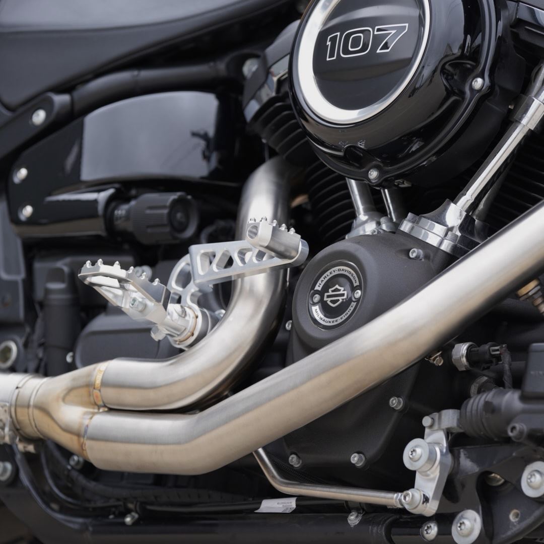 TC Bros. Pro Series Mid Controls fits 2018-newer M8 Softail Harley Davidson performance exhaust system.
