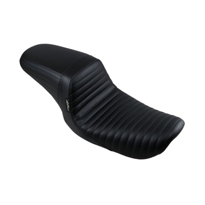 A black Le Pera Kickflip Seat - Pleated - Black - FXD '96-'03 on a white background.