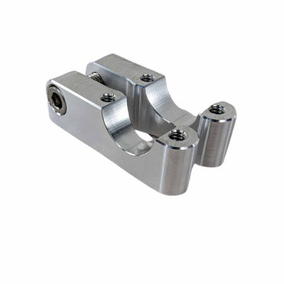 TC Bros. Pro Series 1-1/8" Modular Risers Gauge Relocation Bracket with threaded holes on a white background.