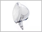 The 4.5" Vintage Chopper Style Headlight from Drag Specialties boasts a round, chrome-finished design with exposed blue, yellow, and black wires.