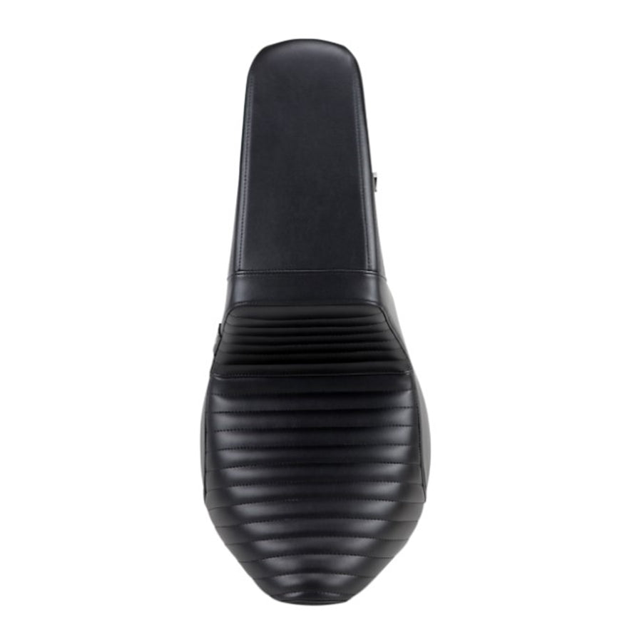 A Le Pera Kickflip Seat - Pleated - Black - FXD '96-'03 with a pointed toe.