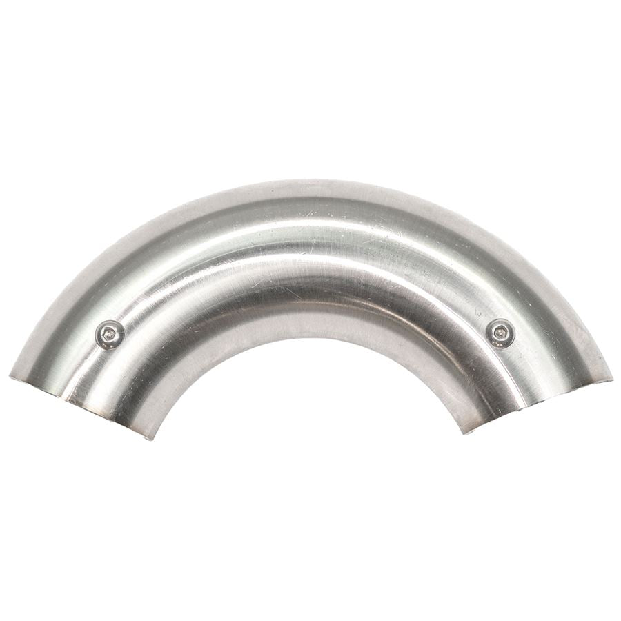 A Sawicki Speed stainless steel elbow with a stainless finish on a white background.