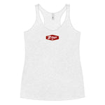 Shield - Women's Racerback Tank - Vintage White from TC Bros with a small red 'chaos' logo on the chest.