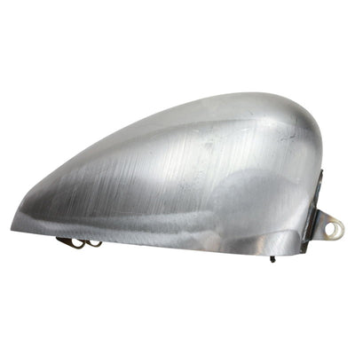 A silver Moto Iron® Rubber Mounted 3.1 Gal Sportster King Tank Fits 1995-03 motorcycle headlight cover on a white background.