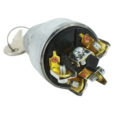A small metal Mid-USA Universal Ignition Switch (4 Position w/ Momentary Start) 3/4" with a knob on it.