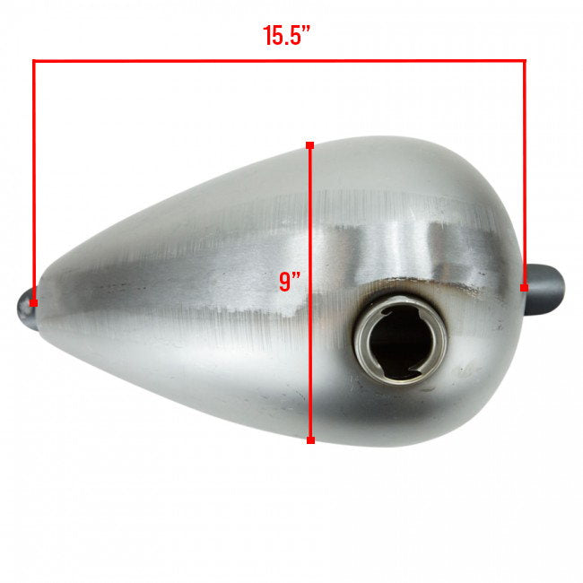 An image of a Moto Iron® 2.2 Gal. Axed Tank with measurements, perfect for SEO purposes.
