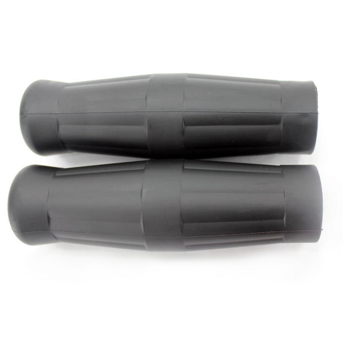 A pair of Moto Iron® Old School 1" Black Motorcycle Handlebar Grips are displayed side by side on a white background.