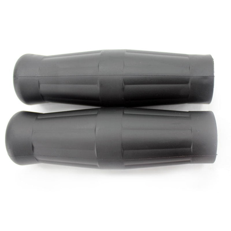 A pair of Moto Iron® Old School 1" Black Motorcycle Handlebar Grips are displayed side by side on a white background.