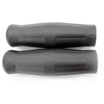 A pair of Moto Iron® Old School 1" Black Motorcycle Handlebar Grips are displayed side by side on a white background.